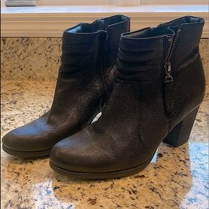 Clarks black leather booties